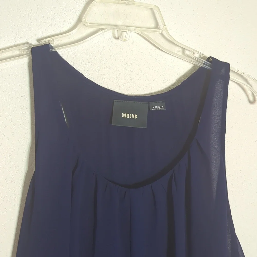 Maeve Women's Dress Navy Blue Tiered Layers Ruffle Romantic Girly‎ Medium